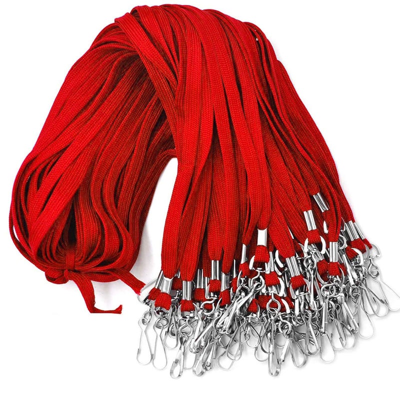 Beebel Lanyards 100 Pack Red Lanyards with Swivel Hook Clips for ID Name Badge Holder - Image 1